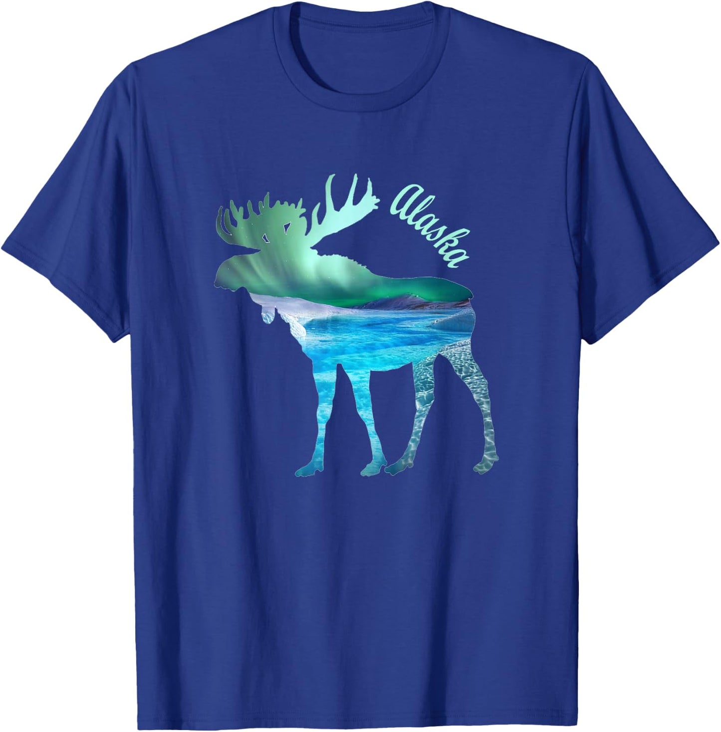 Alaska Moose Gift Souvenir Keepsake Alaskan Northern Lights T-Shirt - T-Shirt | Royal