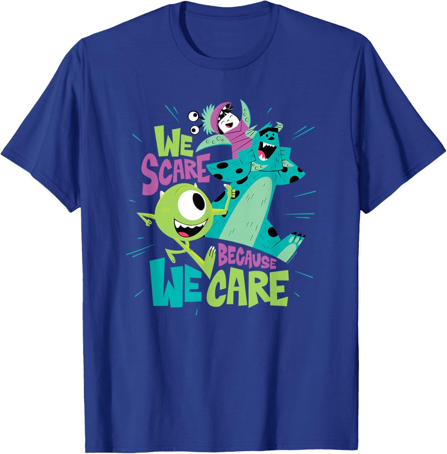 Monsters Inc - We Scare Because We Care T-Shirt - T-Shirt | Royal