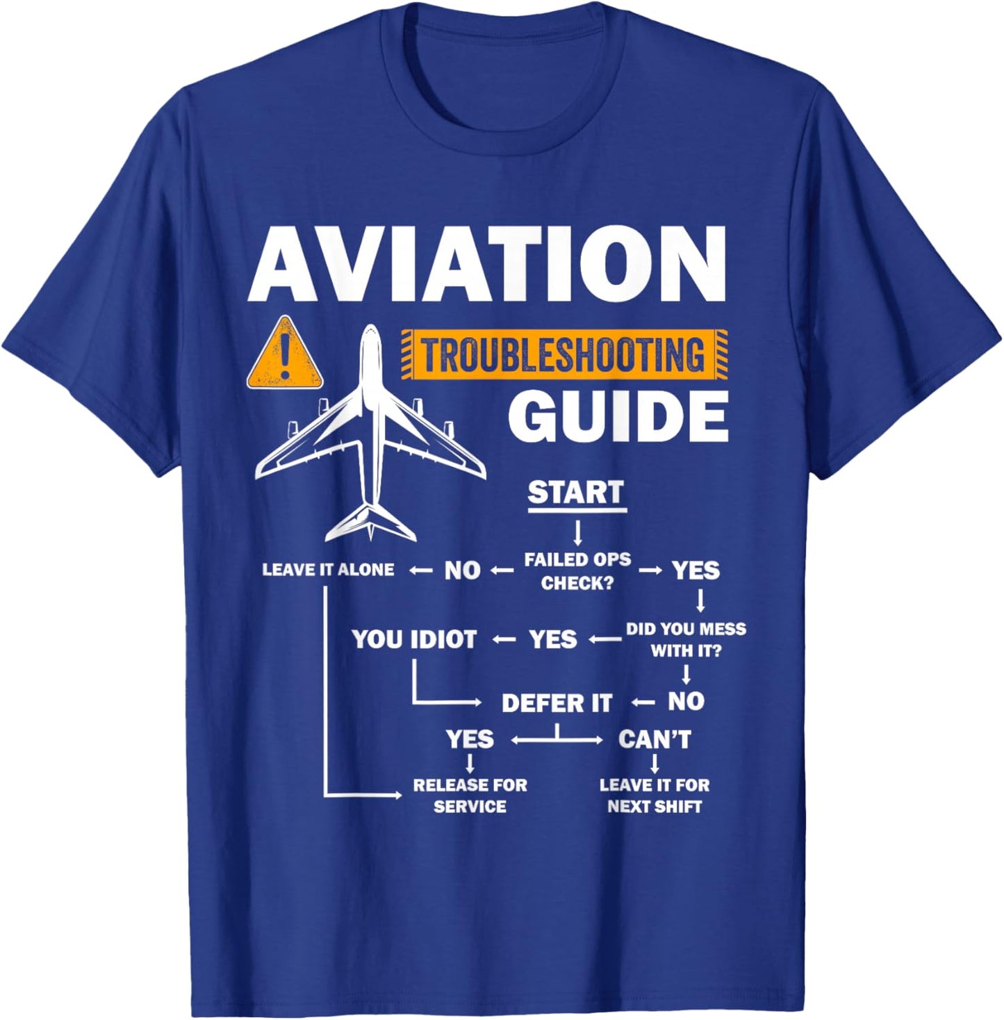 Funny Aviation Troubleshooting Guide Airplane Pilot Aircraft T-Shirt - T-Shirt | Royal