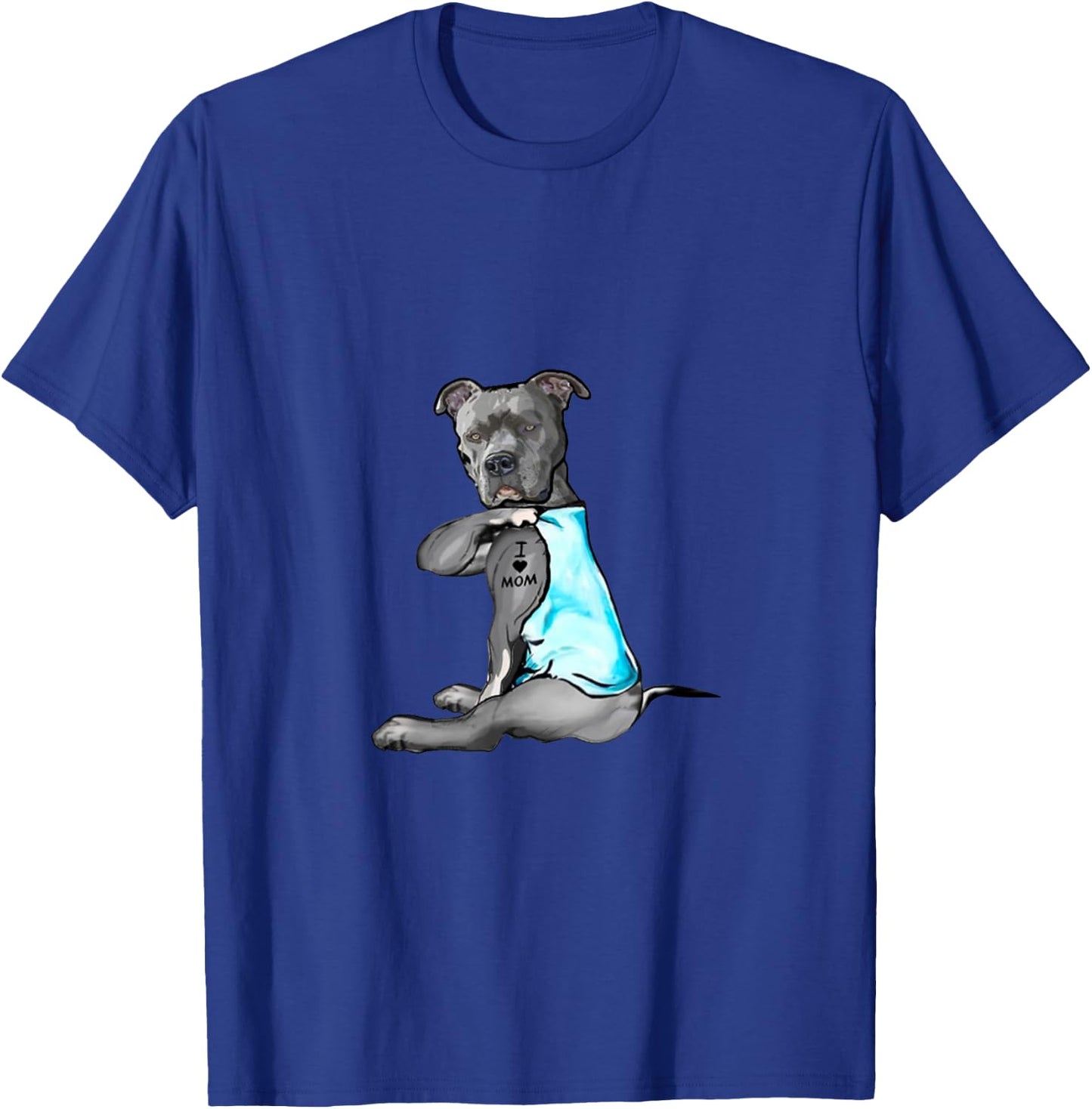 Funny Women Gifts Dog Pitbull I Love Mom Tattoo Gift T-Shirt - T-Shirt | Royal