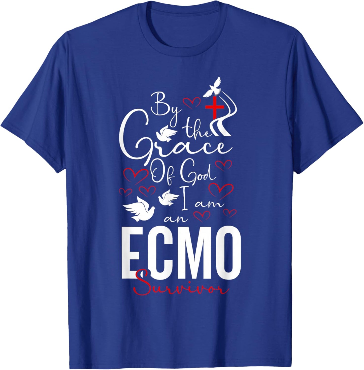ECMO Survivor Gifts ECMO Awareness -Adults Black Cotton T-Shirt - T-Shirt | Royal
