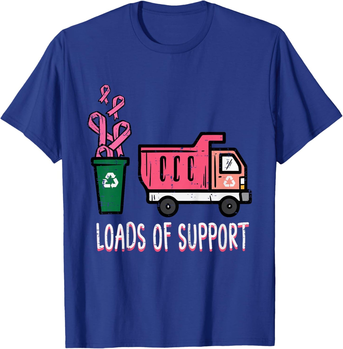 Kids Support Dumptruck Cute Breast Cancer Awareness Toddler Boys T-Shirt - T-Shirt | Royal
