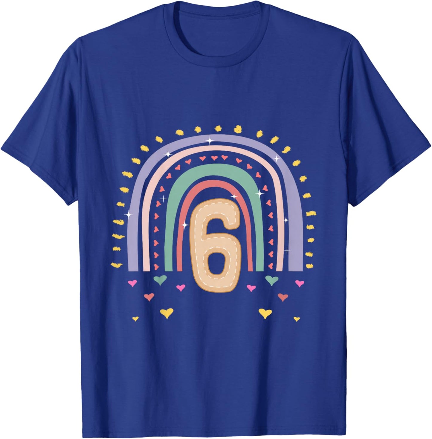 Kinder 6. Geburtstag süßes Regenbogen Mädchen 6 Jahre alt Deko T-Shirt - T-Shirt | Royal