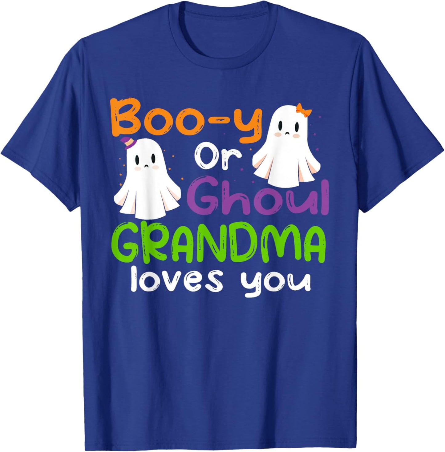 Halloween Booy Or Ghoul Grandma Gender Reveal baby shower T-Shirt - T-Shirt | Royal