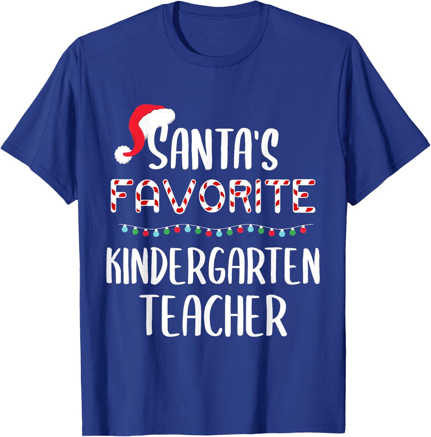 Santas Favorite kindergarten teacher Pajamas Christmas Xmas T-Shirt - T-Shirt | Royal