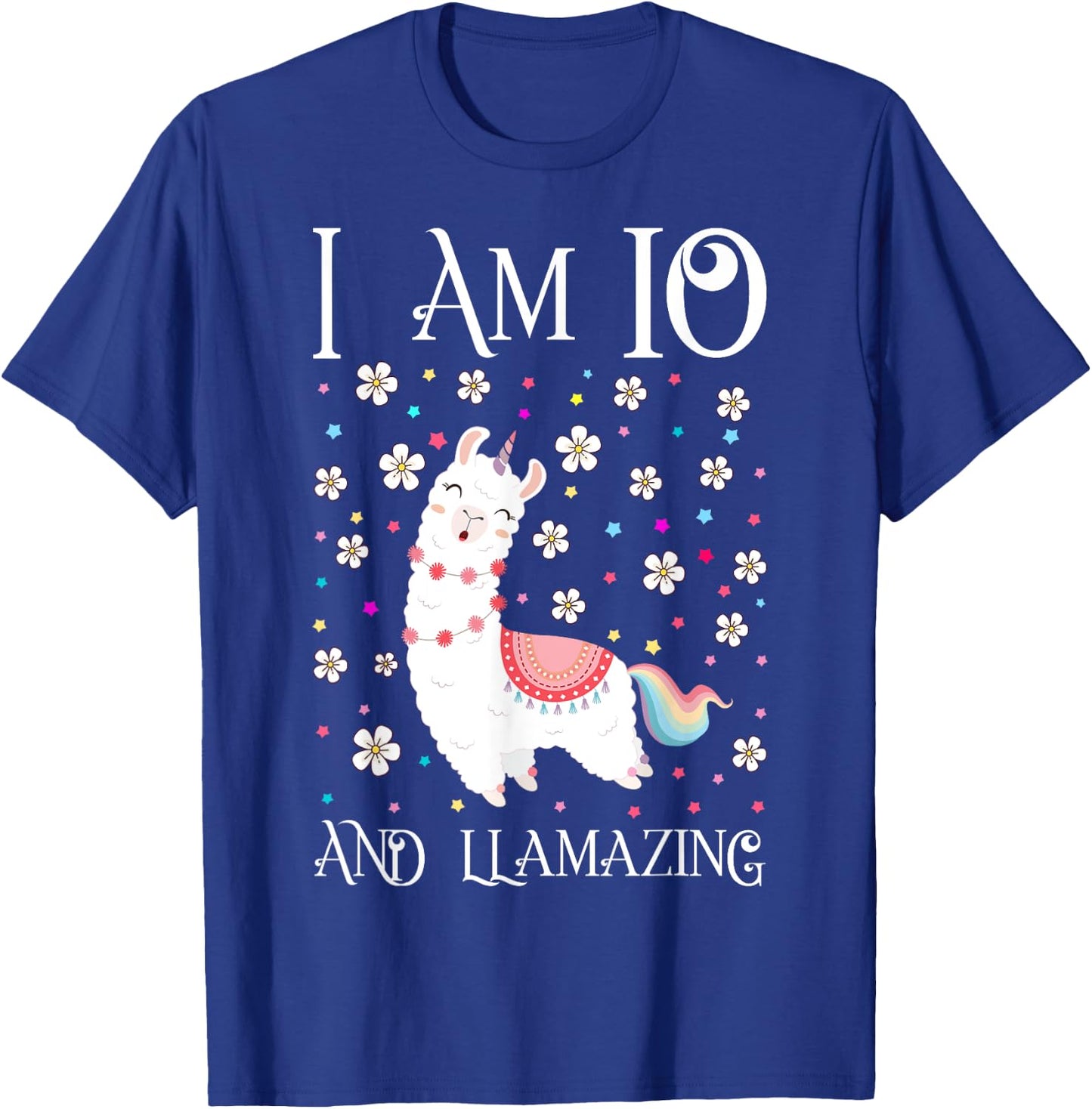 10 Years Old Girl Llama Gift 10th Birthday Llamazing Kids T-Shirt - T-Shirt | Royal