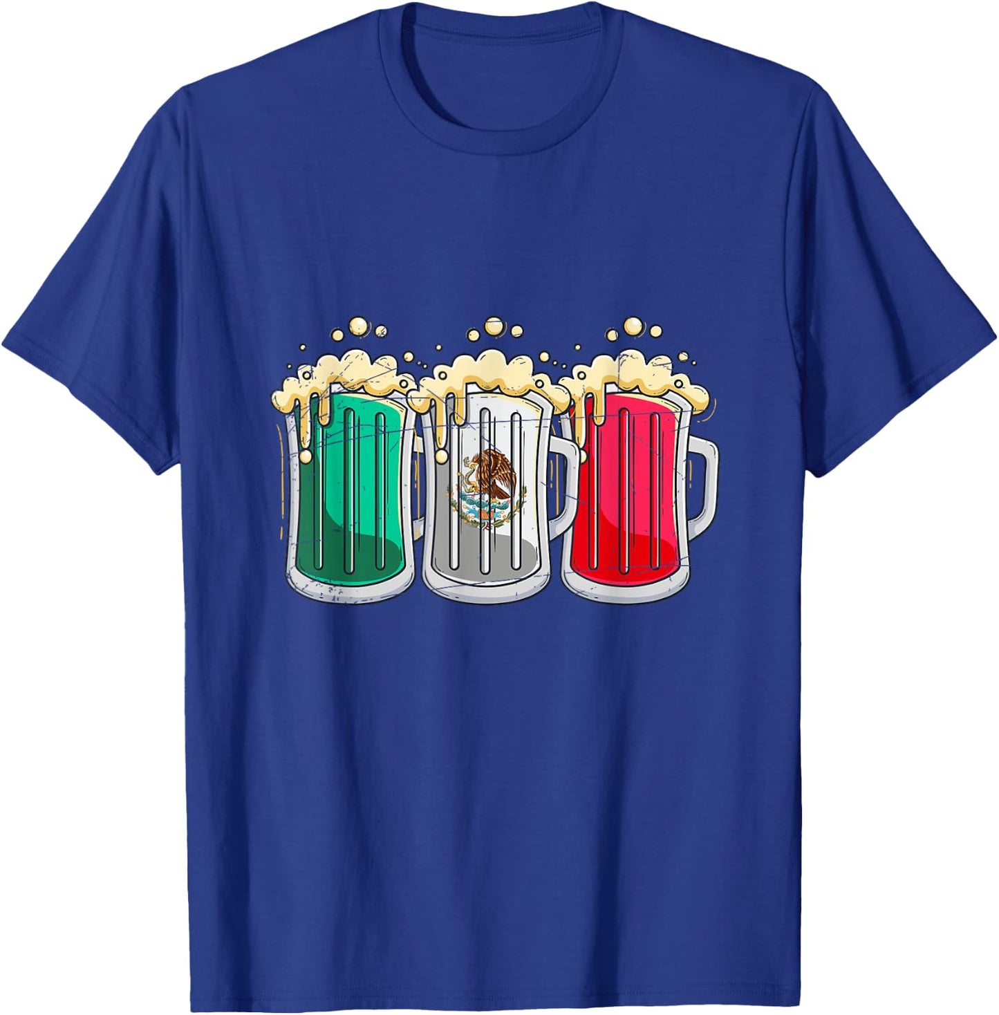 Funny Mexican Flag Beer Drinking Gift Viva Mexico T-Shirt - T-Shirt | Royal