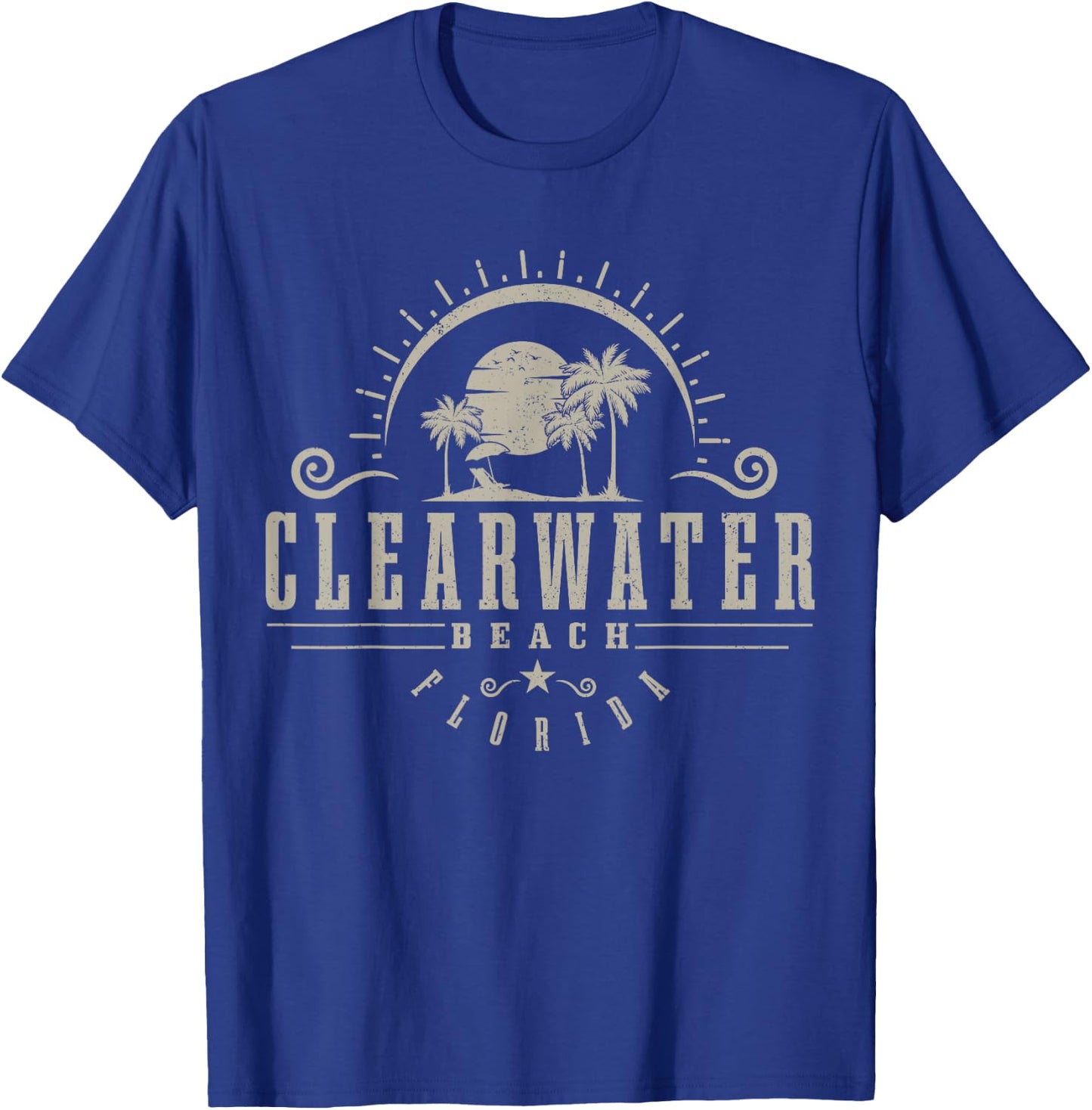 Clearwater Beach Florida FL Vintage Sunset Surf Vacation T-Shirt - T-Shirt | Royal