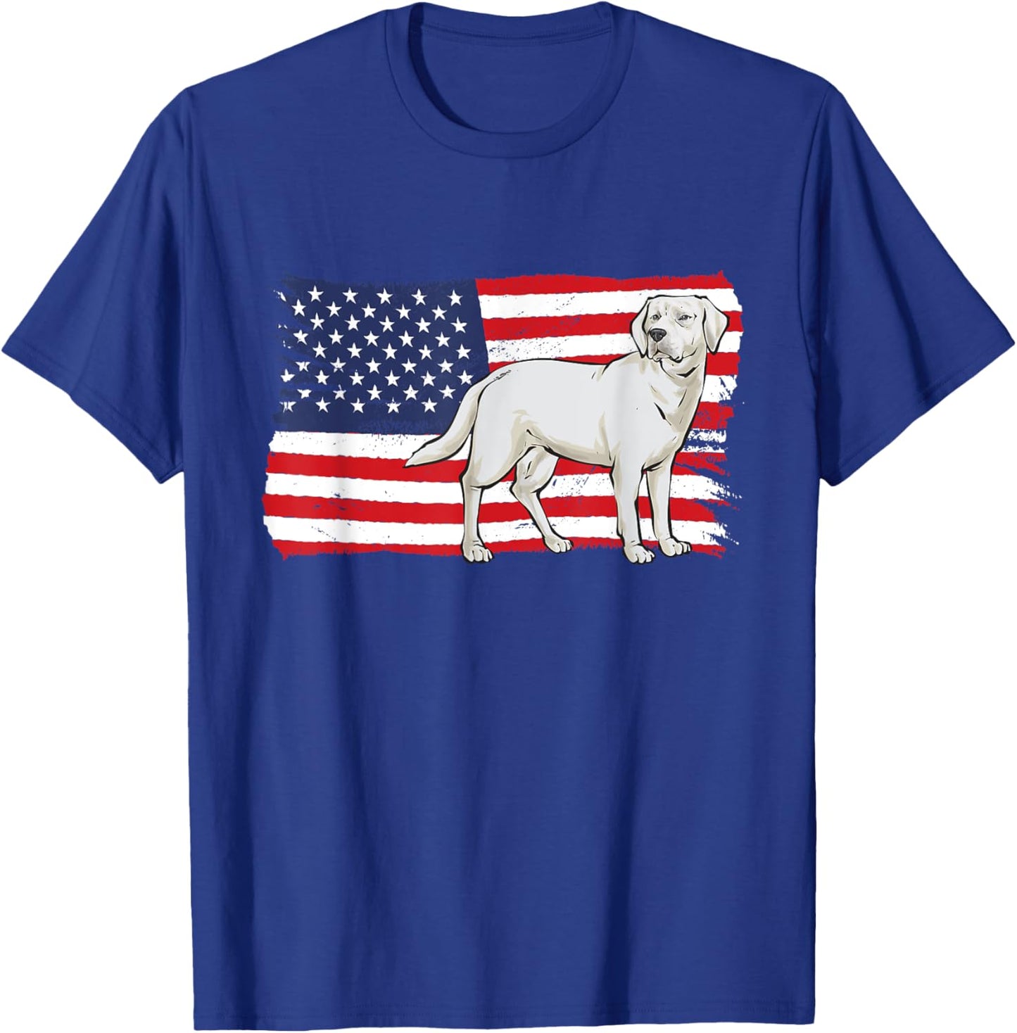 White Labrador Retriever American Flag White Lab Women Men T-Shirt - T-Shirt | Royal