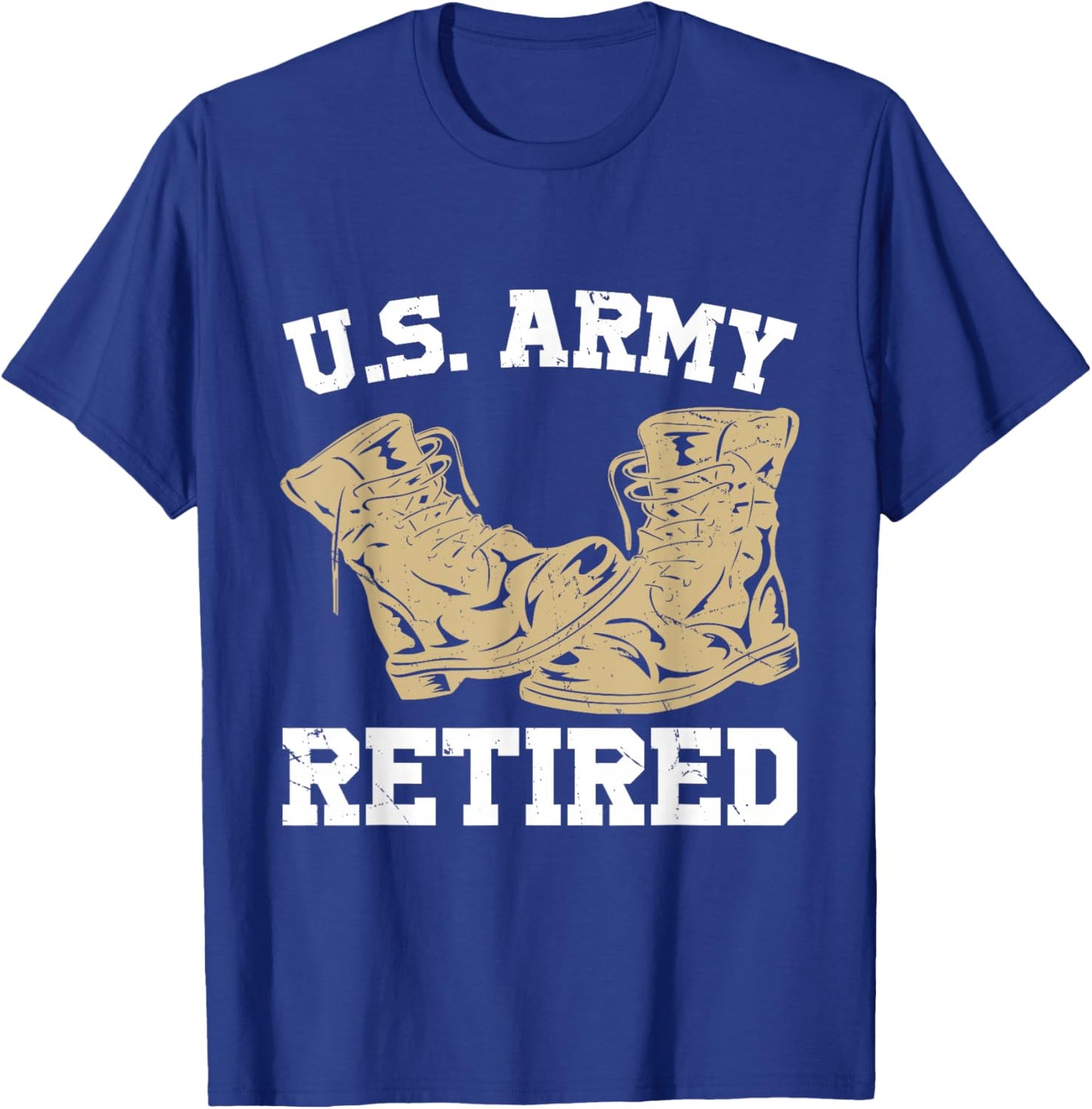 US Army Retired Distressed With Logo Retirement T-Shirt - T-Shirt | Royal