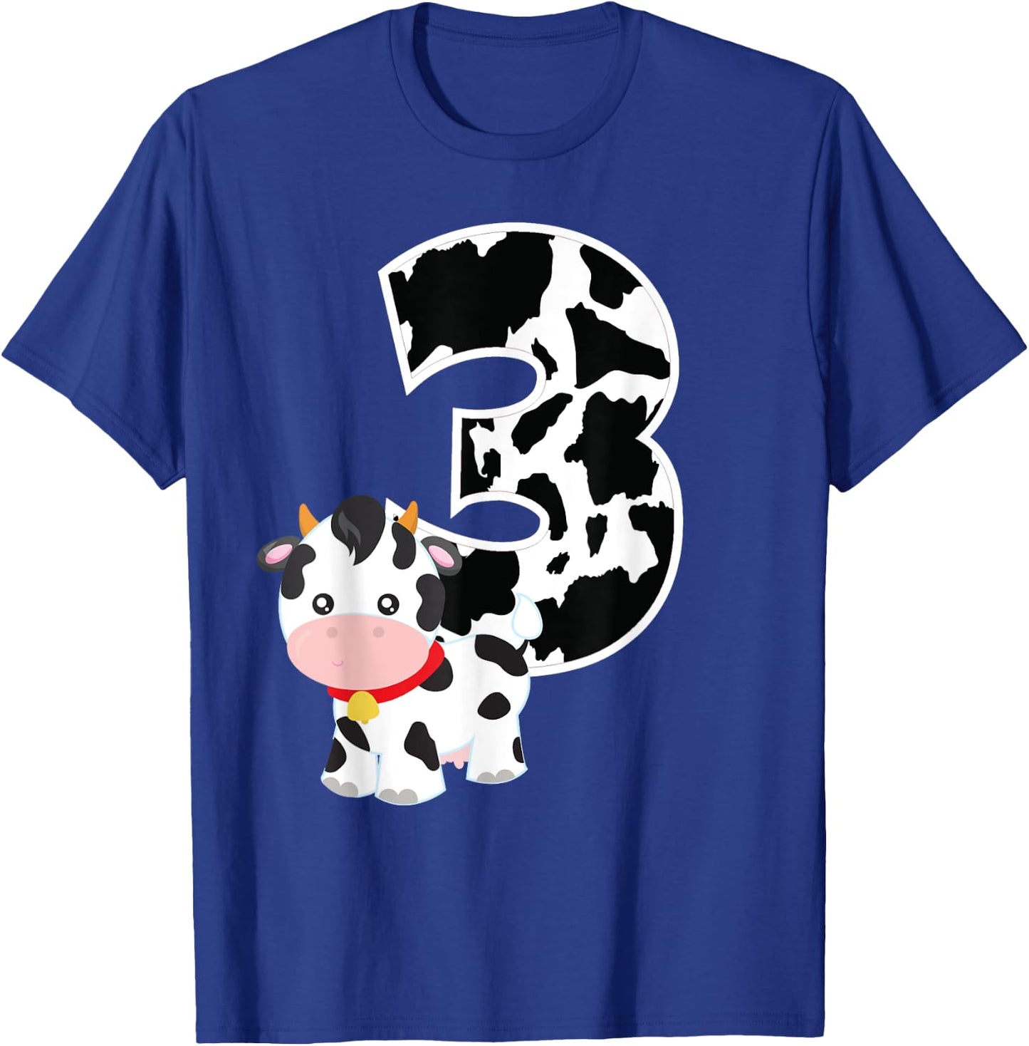 I'm Three Age 3 Cow Farm Theme Birthday Gift Number 3 Shirt T-Shirt - T-Shirt | Royal