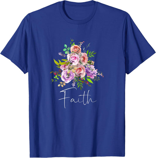 FAITH Christian Inspired Art Positive Message Love God Jesus T-Shirt - T-Shirt | Royal