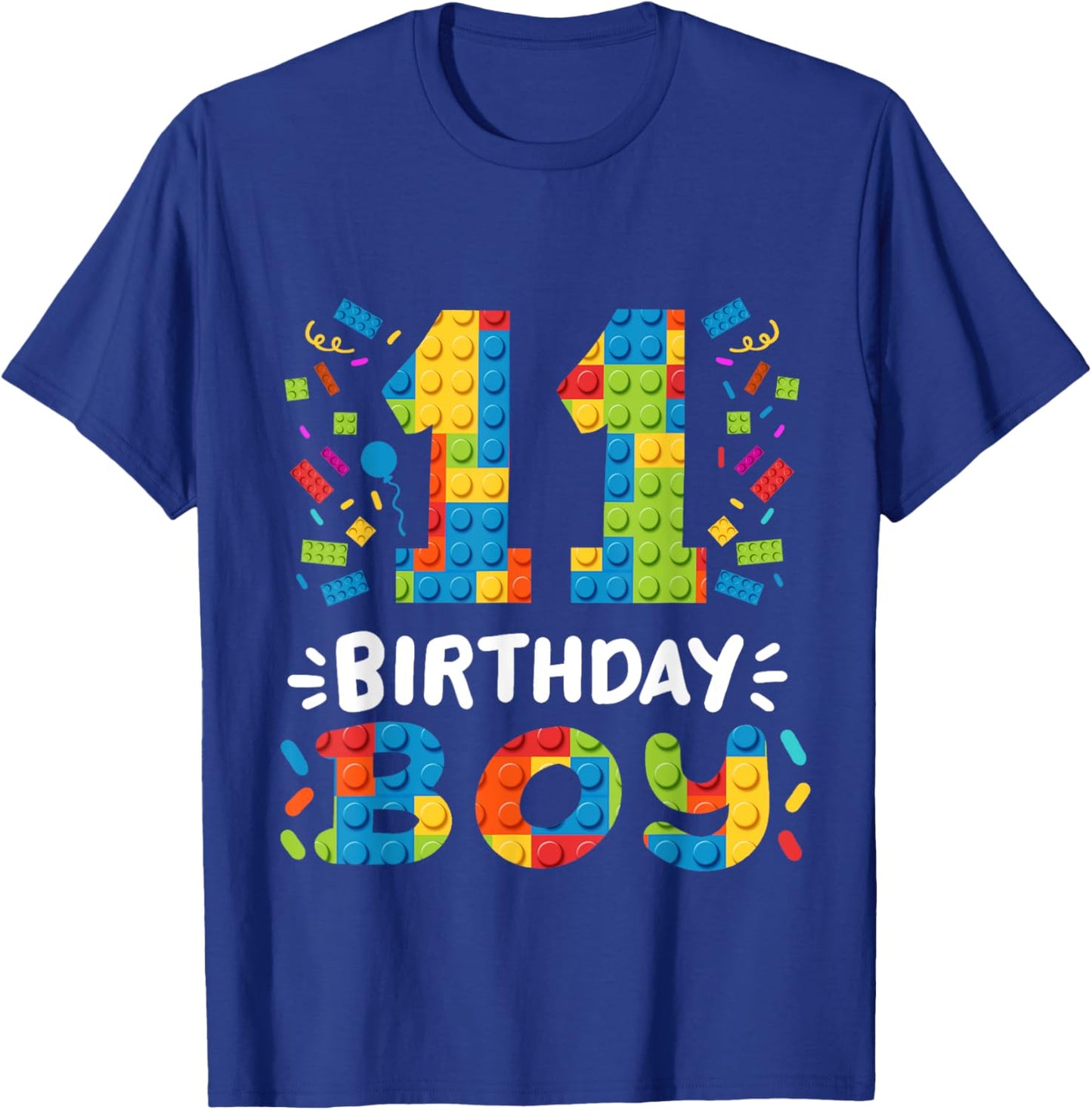 Kids 11 Years Old Building Blocks Builder 11th Birthday Boys T-Shirt - T-Shirt | Royal