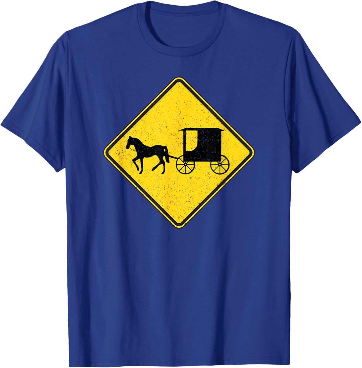 Amish Horse and Carriage Buggy Traffic Warning Sign T-Shirt - T-Shirt | Royal
