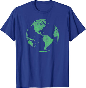 Earth Day Save Our Planet Climate Change Globe World Map T-Shirt - T-Shirt | Royal