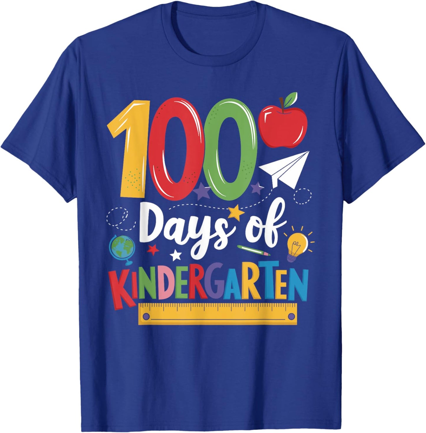 100 Days Of Kindergarten School 100th Days Of School Kids T-Shirt - T-Shirt | Royal