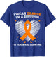 10 Year Cancer Free Leukemia Survivor Gifts Orange Awareness T-Shirt - T-Shirt | Royal