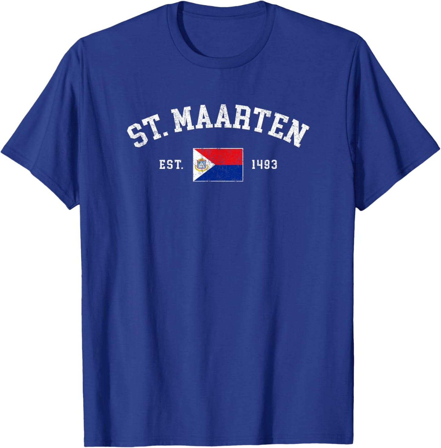 Vintage St Maarten Flag Est 1493 Retro Souvenir T-Shirt - T-Shirt | Royal