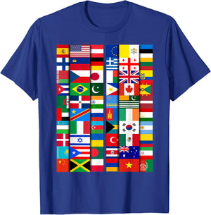 60 Flags of the Countries of the World, Global Unity T-Shirt - T-Shirt | Royal