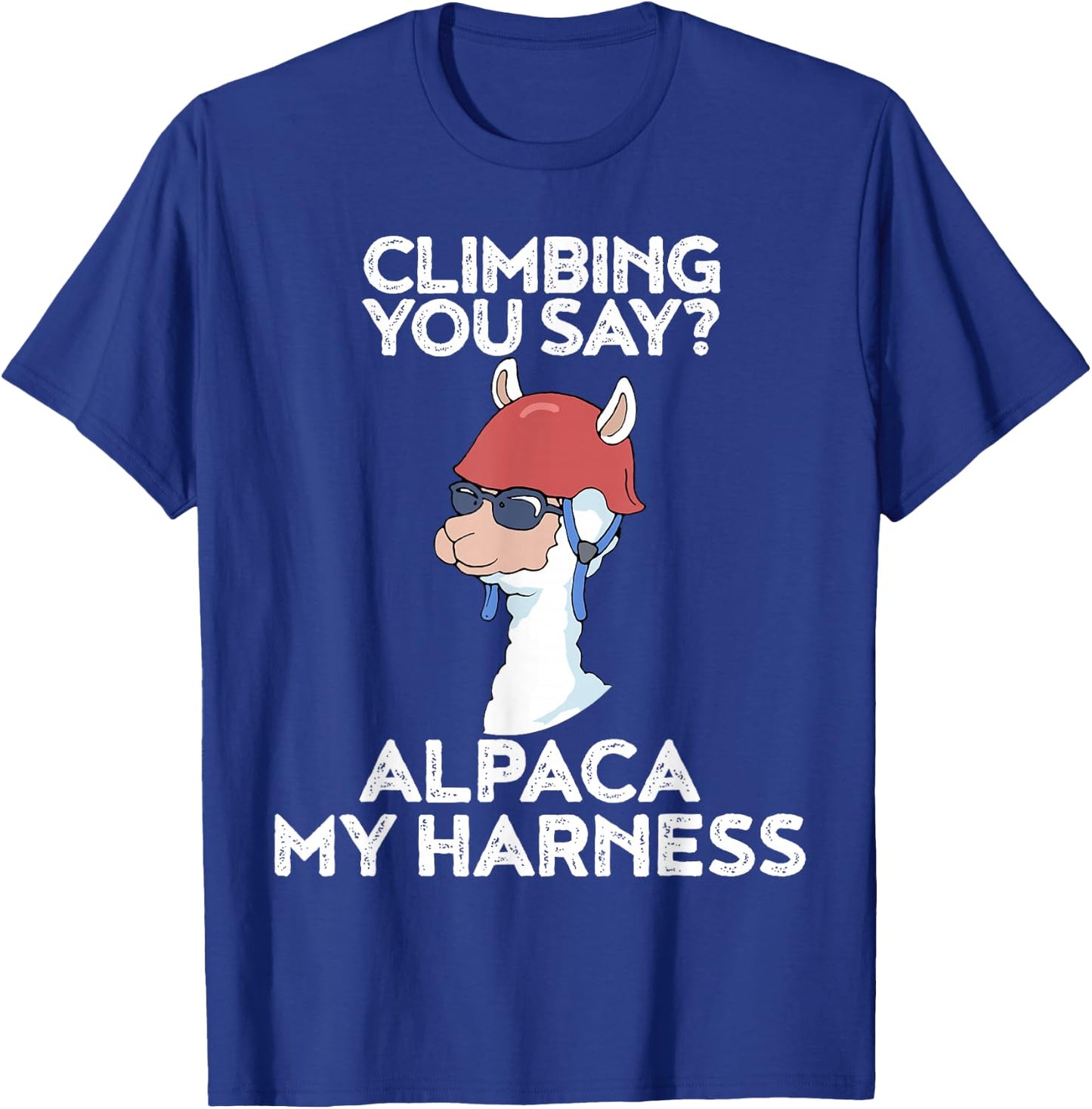 Funny Climbing Shirt Cute Alpaca Rock Climber T-Shirt - T-Shirt | Royal
