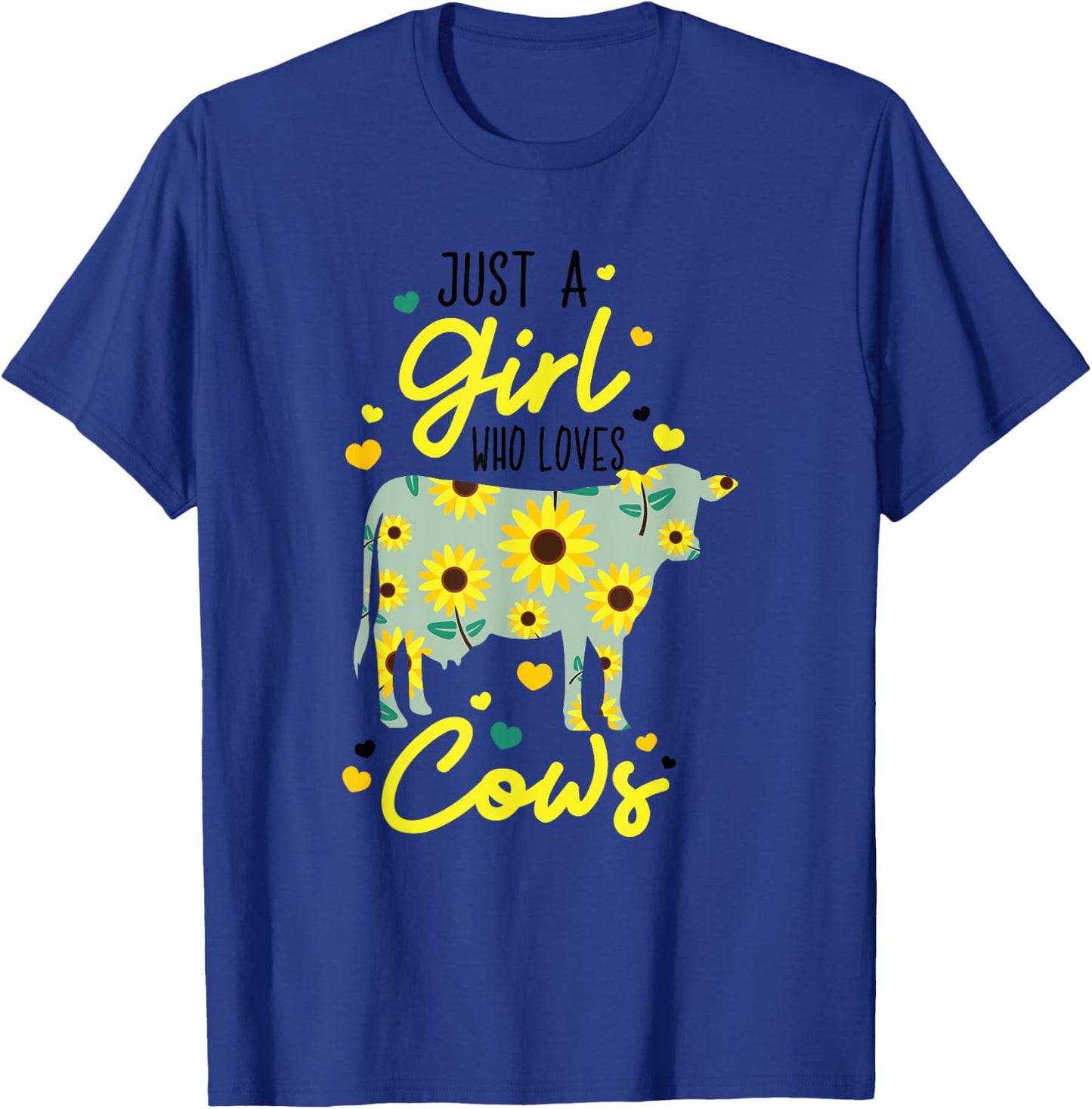 Just A Girl Who Loves Cows Funny Floral Heifer Farmer Lovers T-Shirt - T-Shirt | Royal