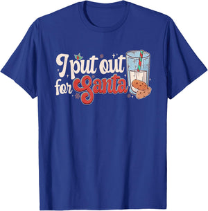 I Put Out For Santa Couple Matching Cookies & Milk Christmas T-Shirt - T-Shirt | Royal