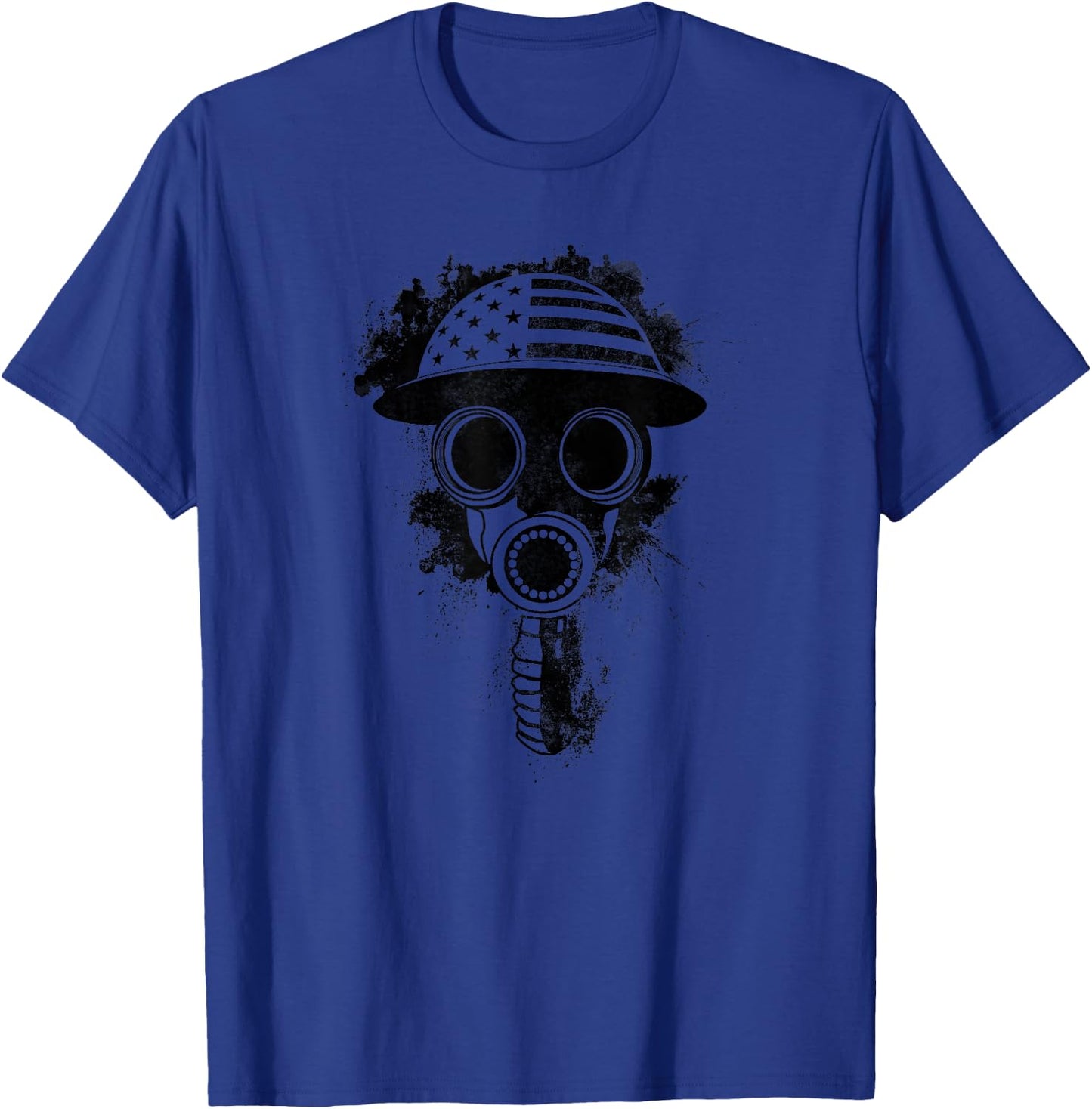 American Flag Vintage WWI Army Gas Mask Military T-Shirt - T-Shirt | Royal