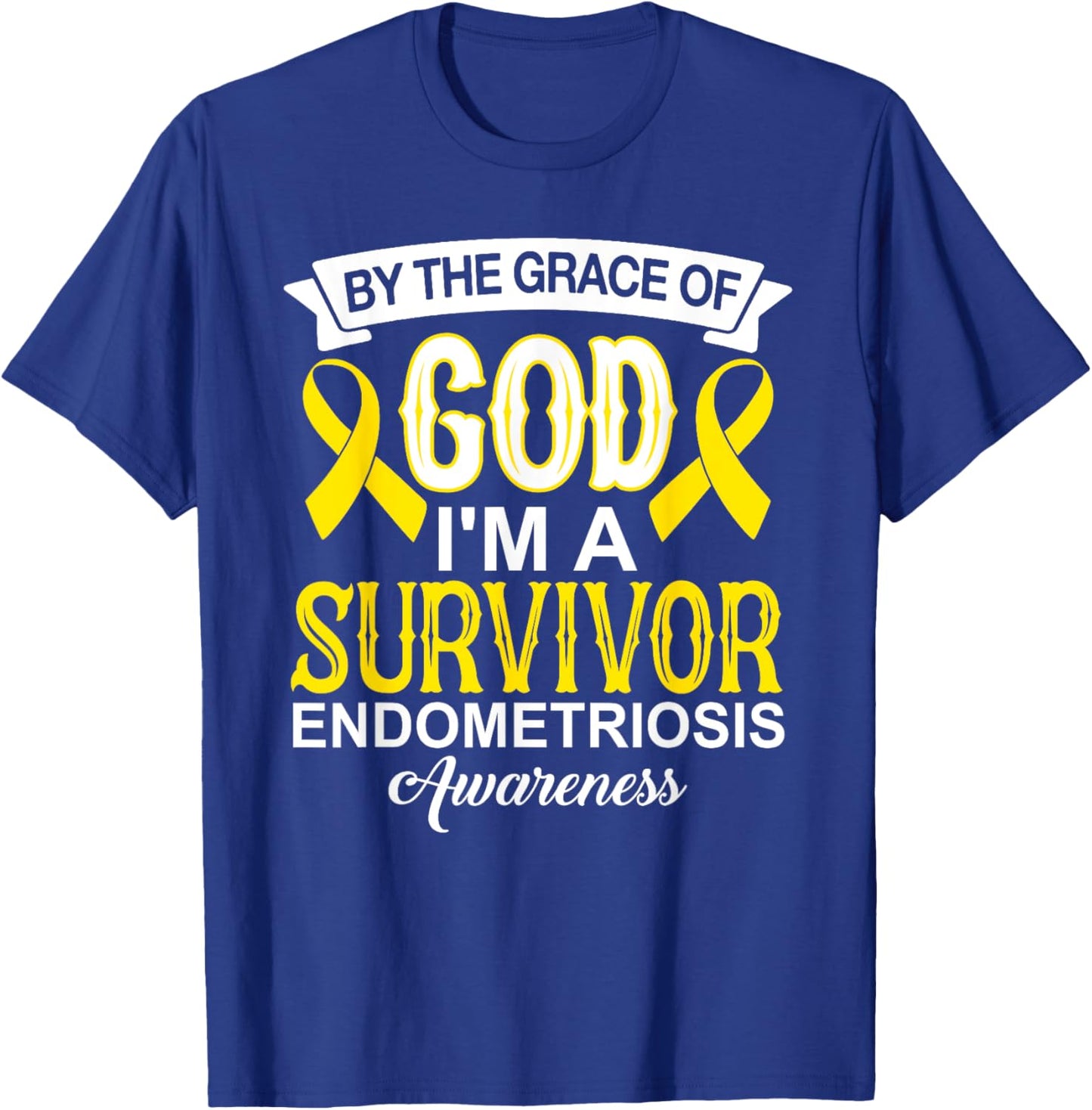 I’m A Survivor Endometriosis Awareness yellow Ribbon Christ T-Shirt - T-Shirt | Royal