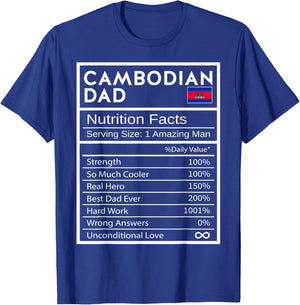 Cambodian Dad Nutrition Facts National Pride Gift Dad T-Shirt - T-Shirt | Royal