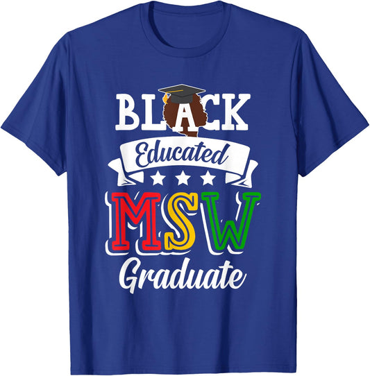 Black Queen MSW Social Work Grad Cap Masters Graduation T-Shirt - T-Shirt | Royal