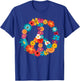 Peace Love Shirt | 60's 70's Hippie Costume Colorful Flowers T-Shirt - T-Shirt | Royal