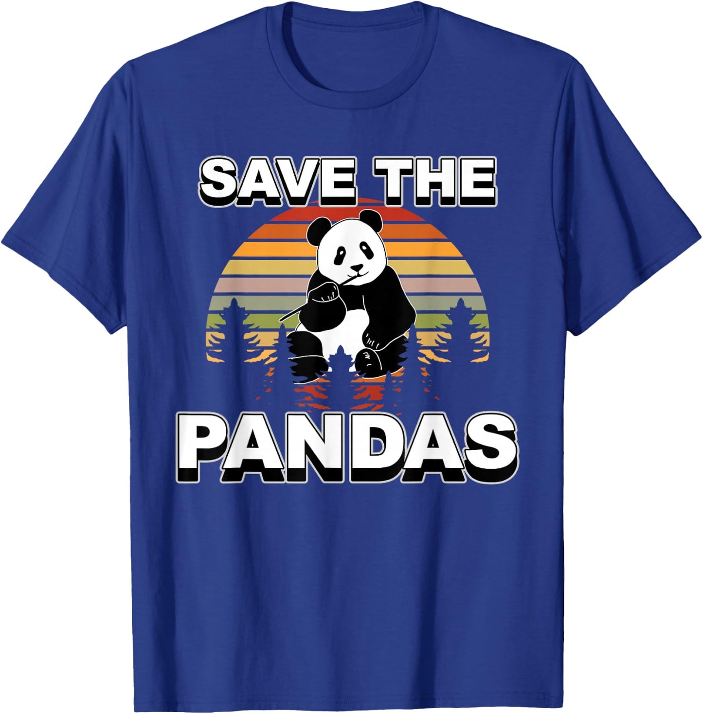 Retro Vintage Animal Lover Save The Pandas T-Shirt - T-Shirt | Royal