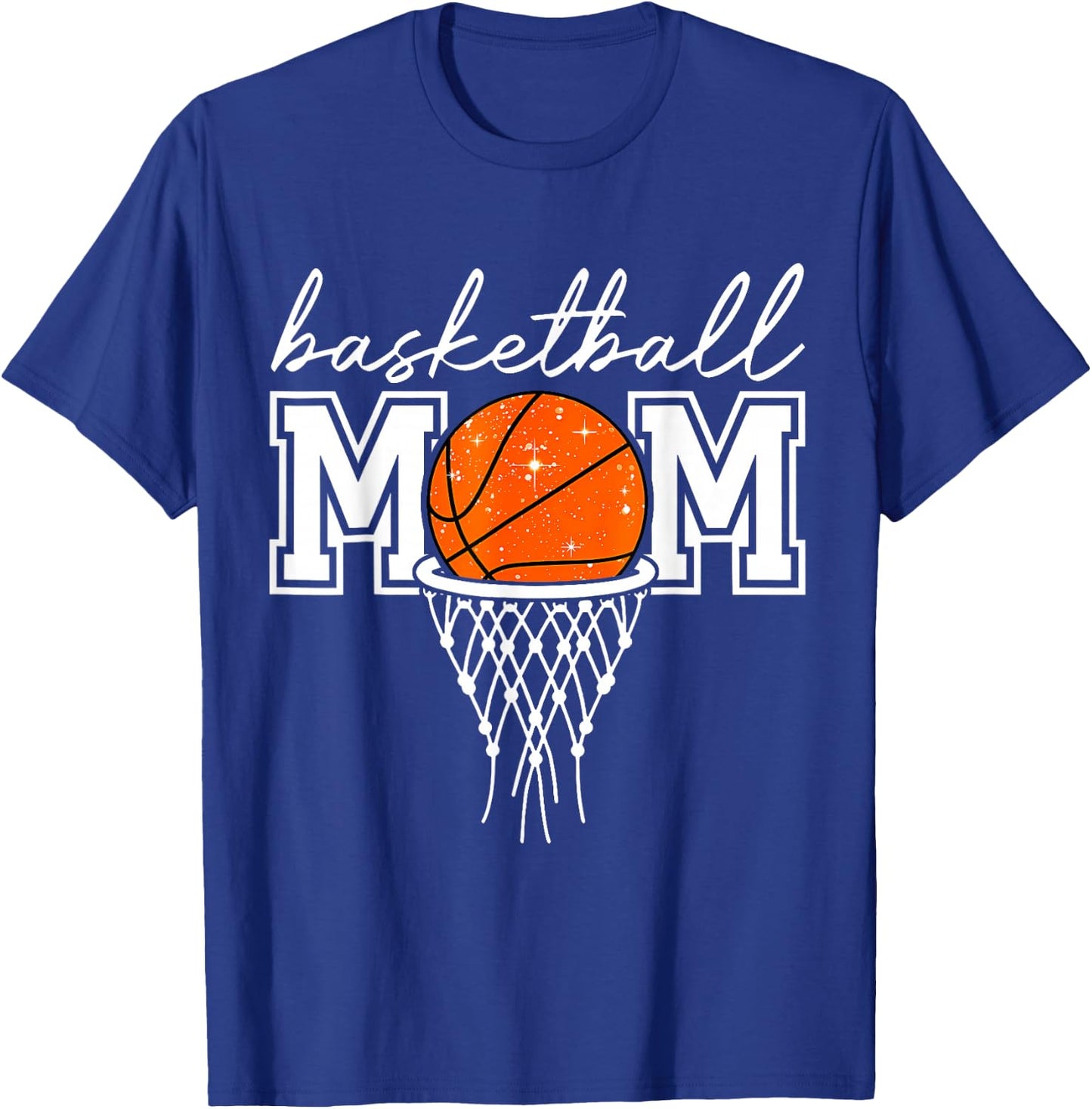Basketball Mom Mother Leopard Basketball Hoop Net Game Day T-Shirt - T-Shirt | Royal