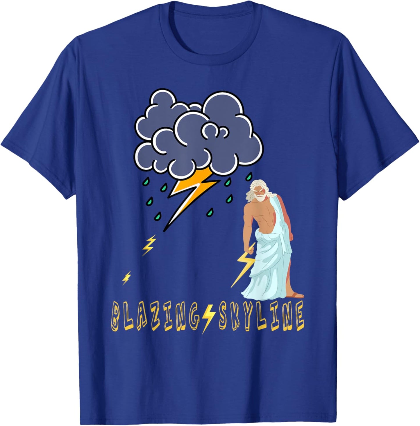 Zeus Greek God Thunder Lightning Bolt Storm Retro Mythology T-Shirt - T-Shirt | Royal