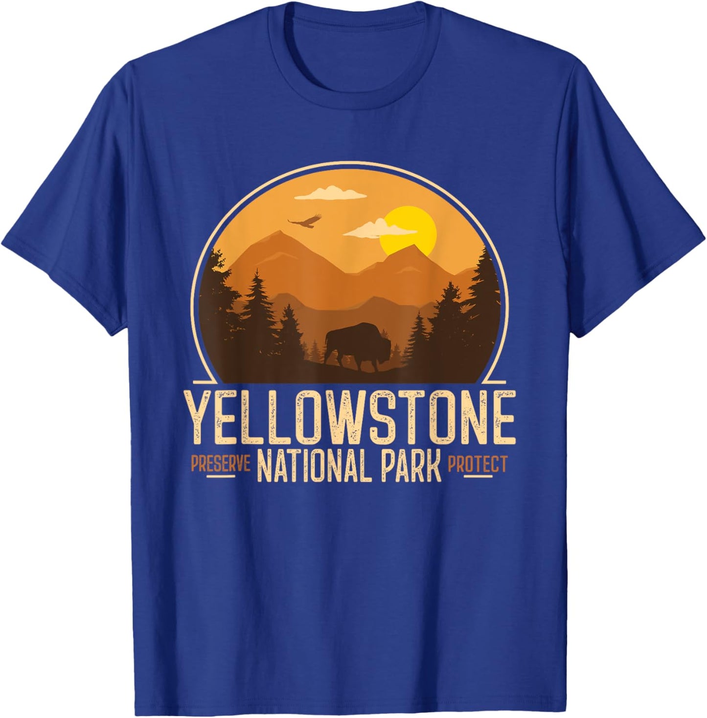 Yellowstone National Park Adventure Retro Vintage Hiking T-Shirt - T-Shirt | Royal