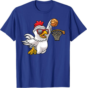Chicken Playing Basketball Player Game Kids T-Shirt - T-Shirt | Royal