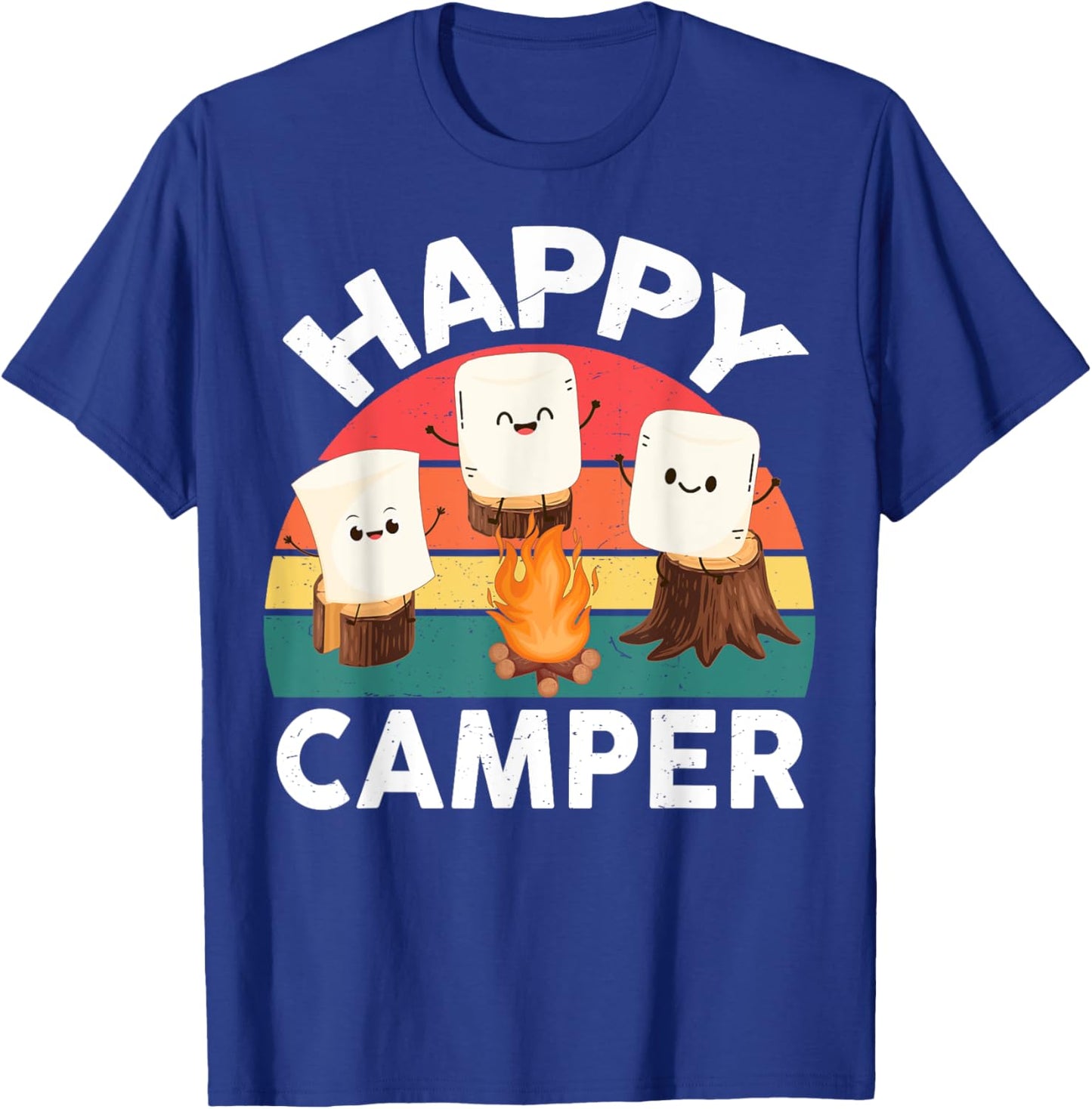 Happy Marshmallow Camper-Shirt Kids Toddler Boy Cute Camping T-Shirt - T-Shirt | Royal