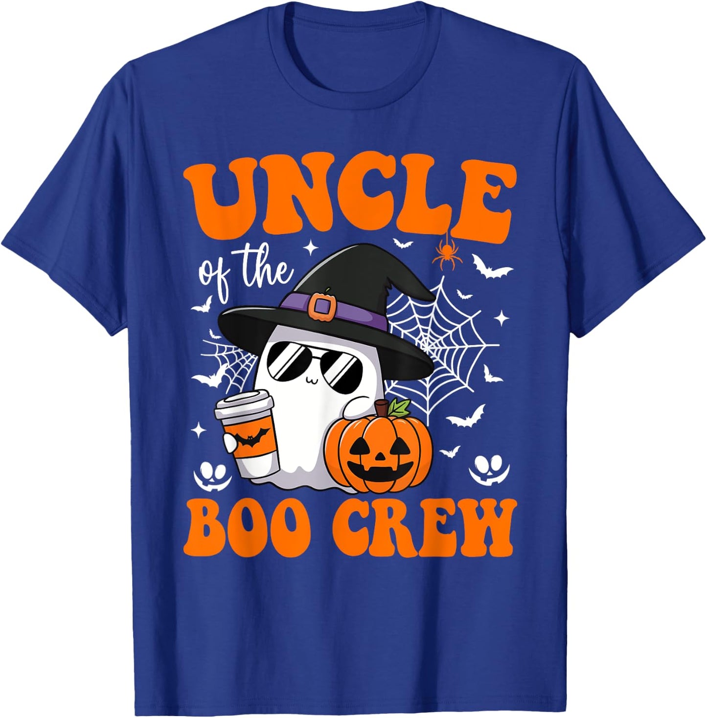 Uncle Boo Crew Groovy Ghost Matching Family Halloween T-Shirt - T-Shirt | Royal
