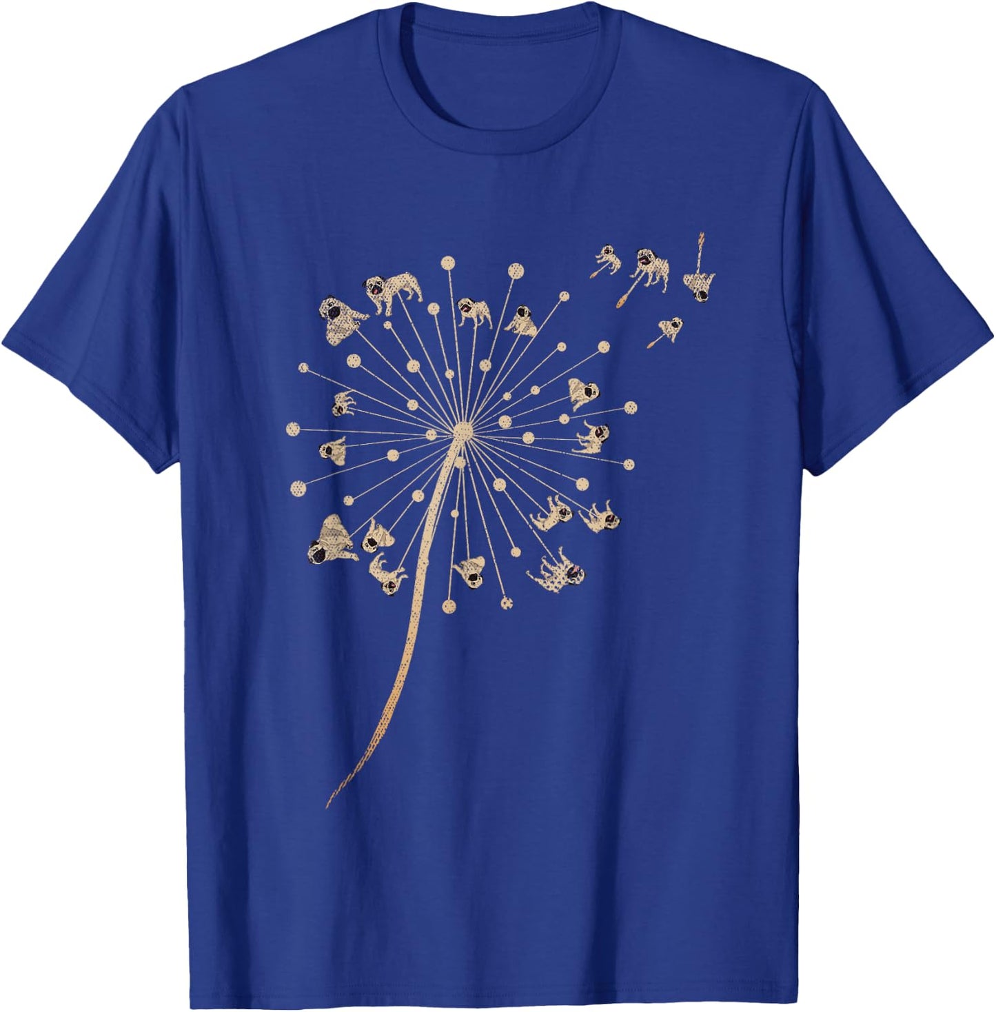 Dog Breed Pug Dog Lover Cute Pet Animal Dandelion Pug T-Shirt - T-Shirt | Royal