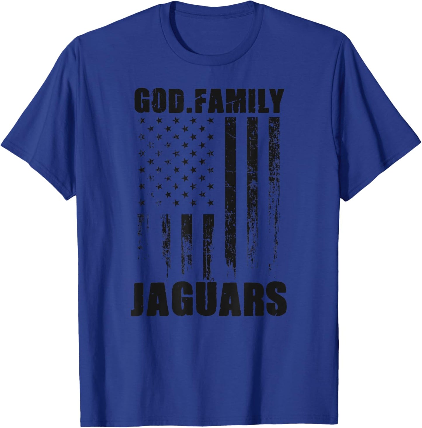 Boulder Creek Jaguars God. Family. Vintage USA Flag T-Shirt - T-Shirt | Royal
