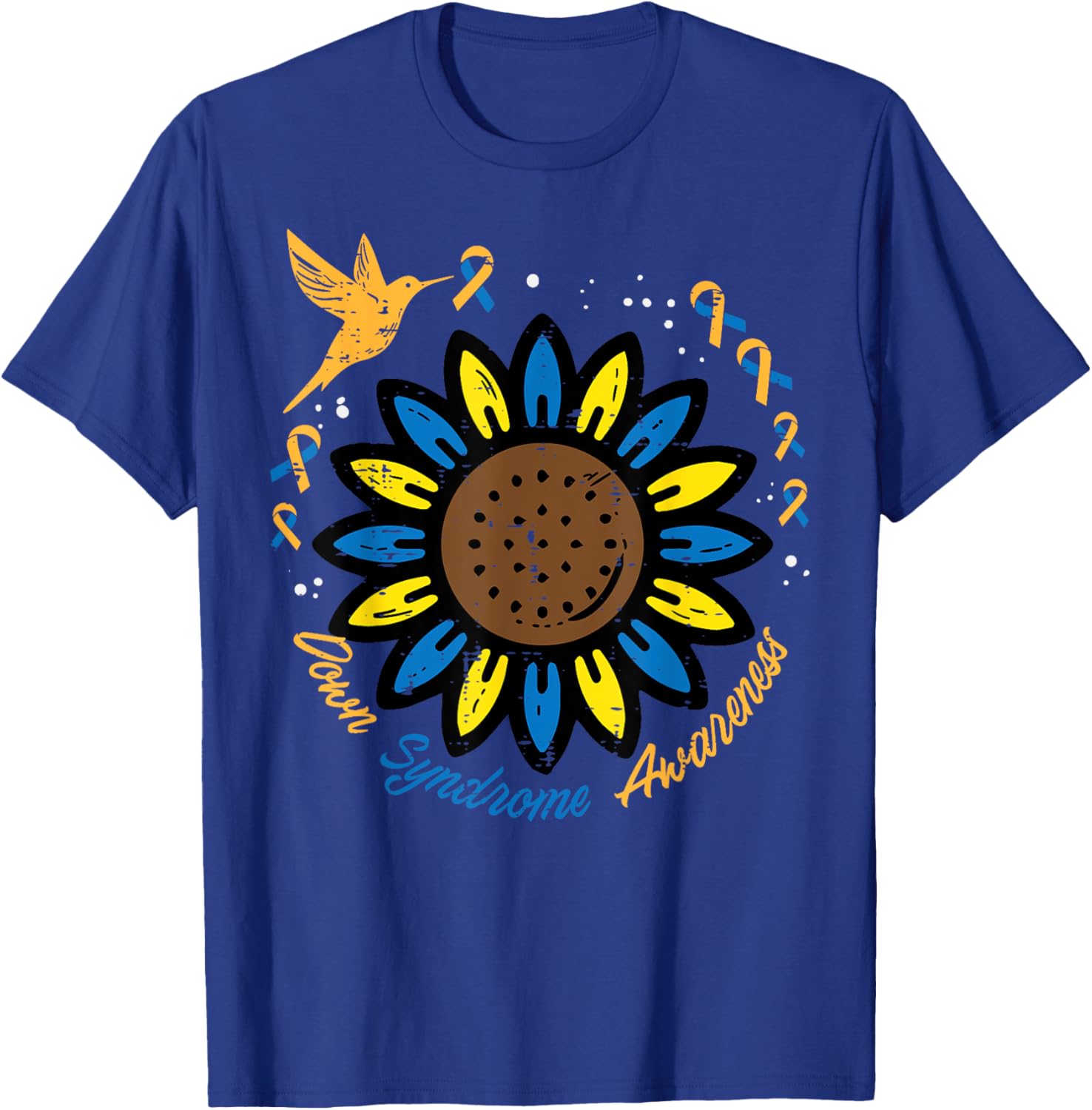 Down Syndrome Awareness Sunflower Bird T21 Men Women Kids T-Shirt - T-Shirt | Royal