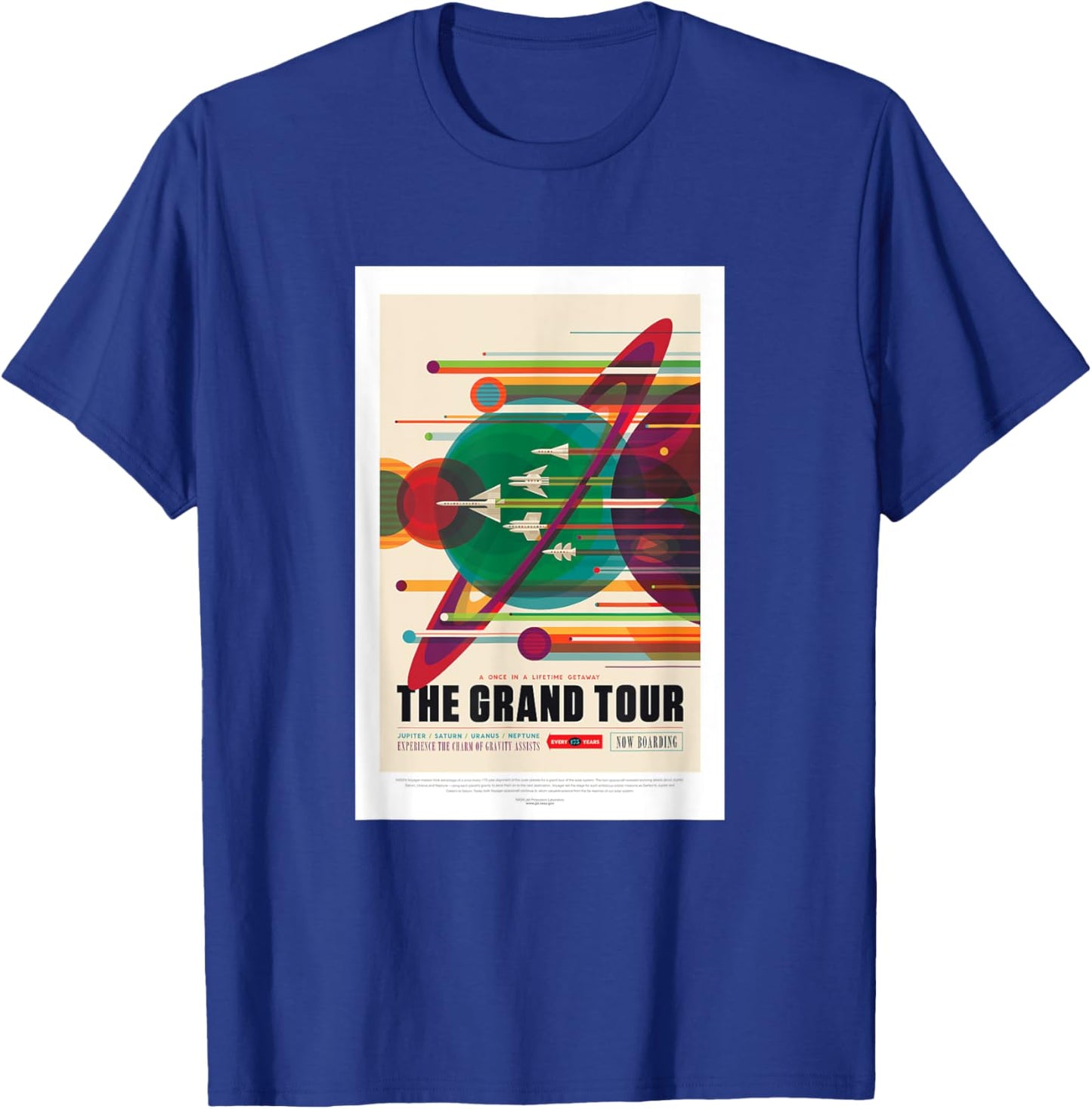 NASA JPL The Grand Tour Visions of the Future Voyager Poster T-Shirt - T-Shirt | Royal