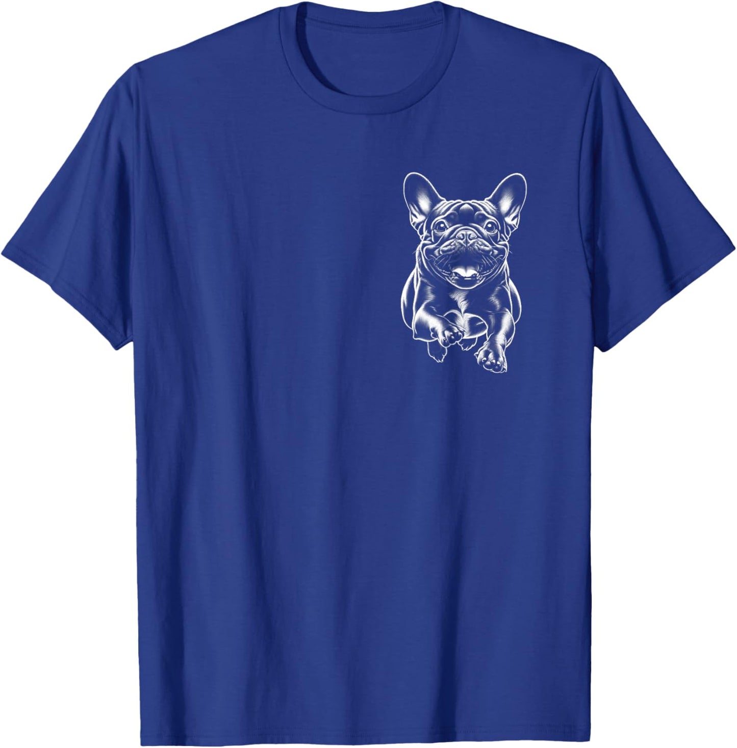 Cute French Bulldog Running On Chest T-Shirt - T-Shirt | Royal