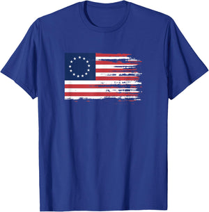 4th of July Patriotic Betsy Ross battle flag 13 colonies T-Shirt - T-Shirt | Royal
