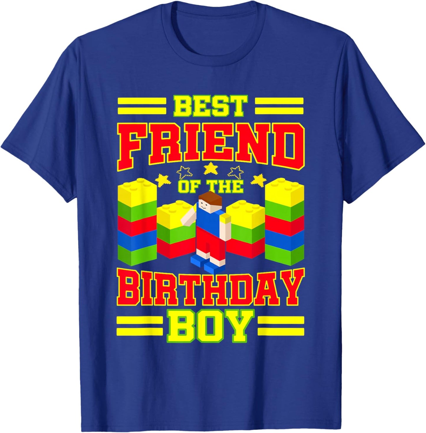 Best Friend Of The Birthday Boy Bricks Master Builder Family T-Shirt - T-Shirt | Royal