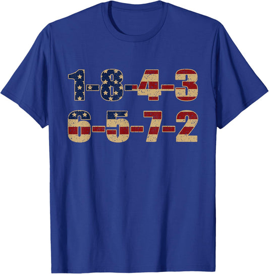 USA Flag 18436572 Firing Order Small Block Engine V8 Block T-Shirt - T-Shirt | Royal
