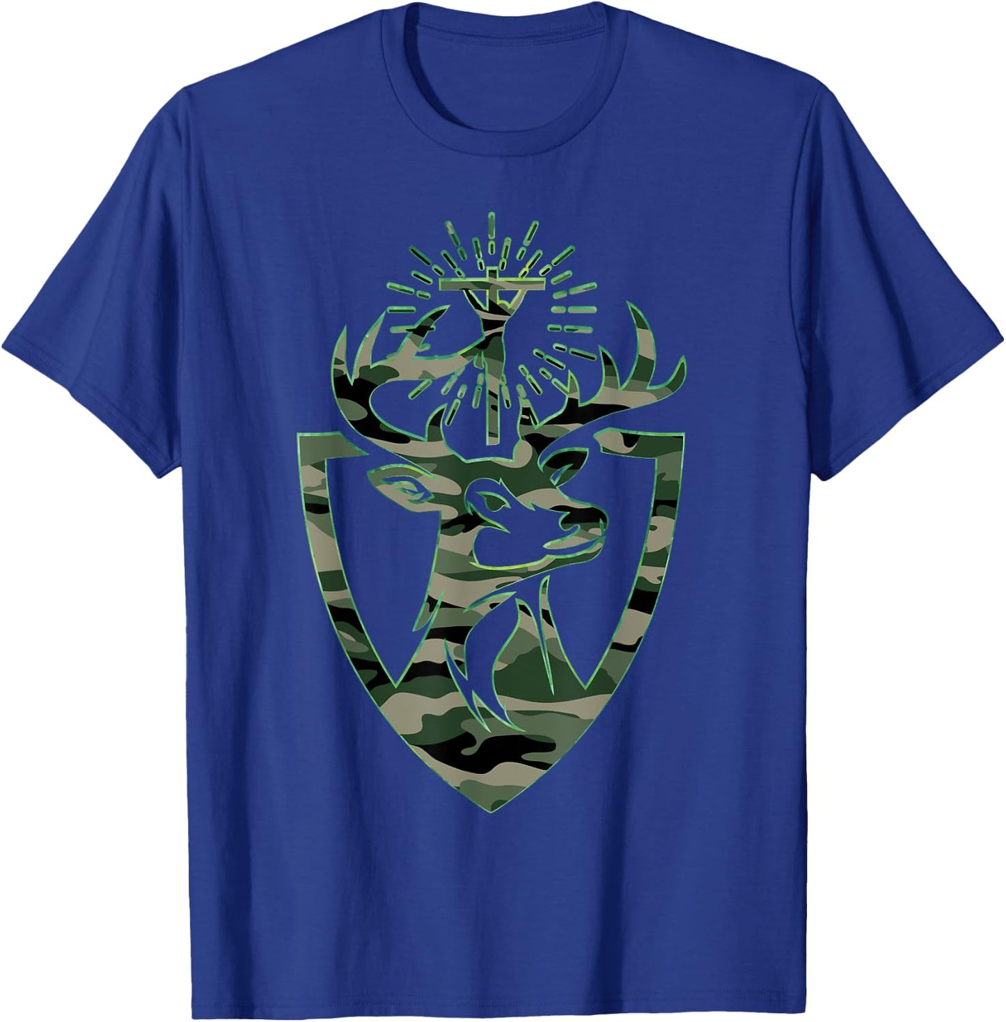Hubert Hubertus Patron Saint of Hunters Stag Camo Men T-Shirt - T-Shirt | Royal