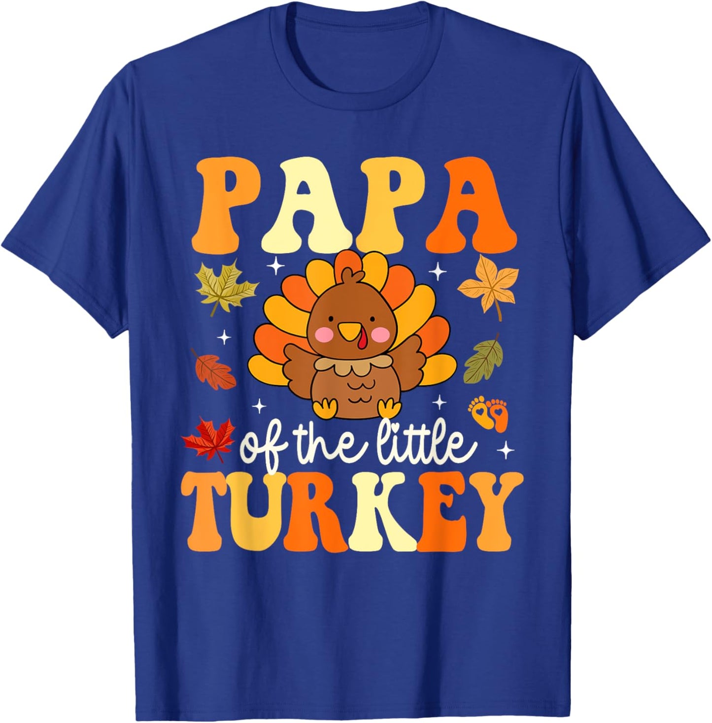 Papa of the Little Turkey Thanksgiving Theme Baby Shower T-Shirt - T-Shirt | Royal