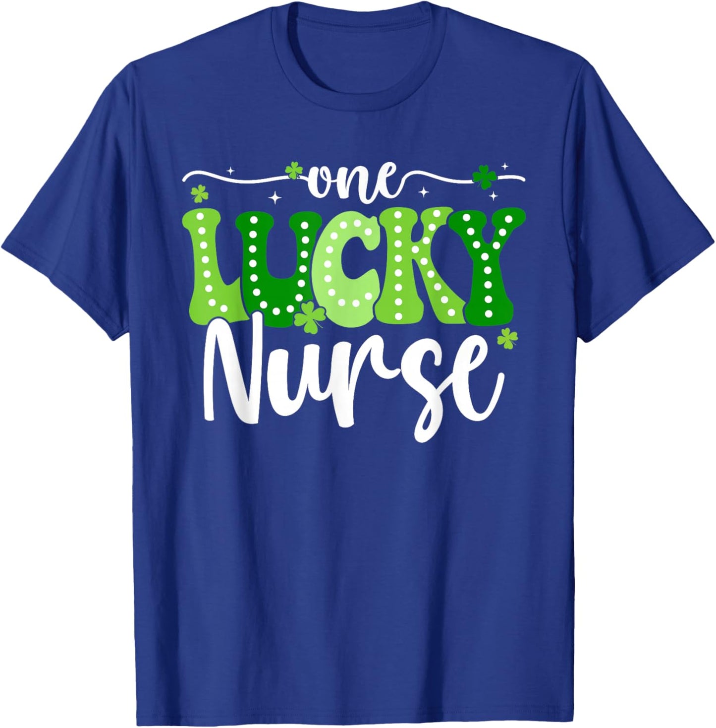 One Lucky Nurse Groovy Retro Nurse St Patrick's Day T-Shirt - T-Shirt | Royal