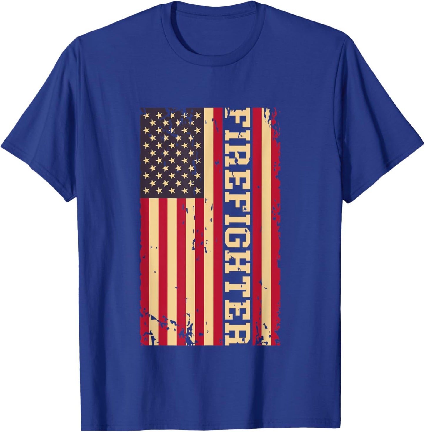 Firefighter Fire Dept Department Fireman Fire Rescue US Flag T-Shirt - T-Shirt | Royal